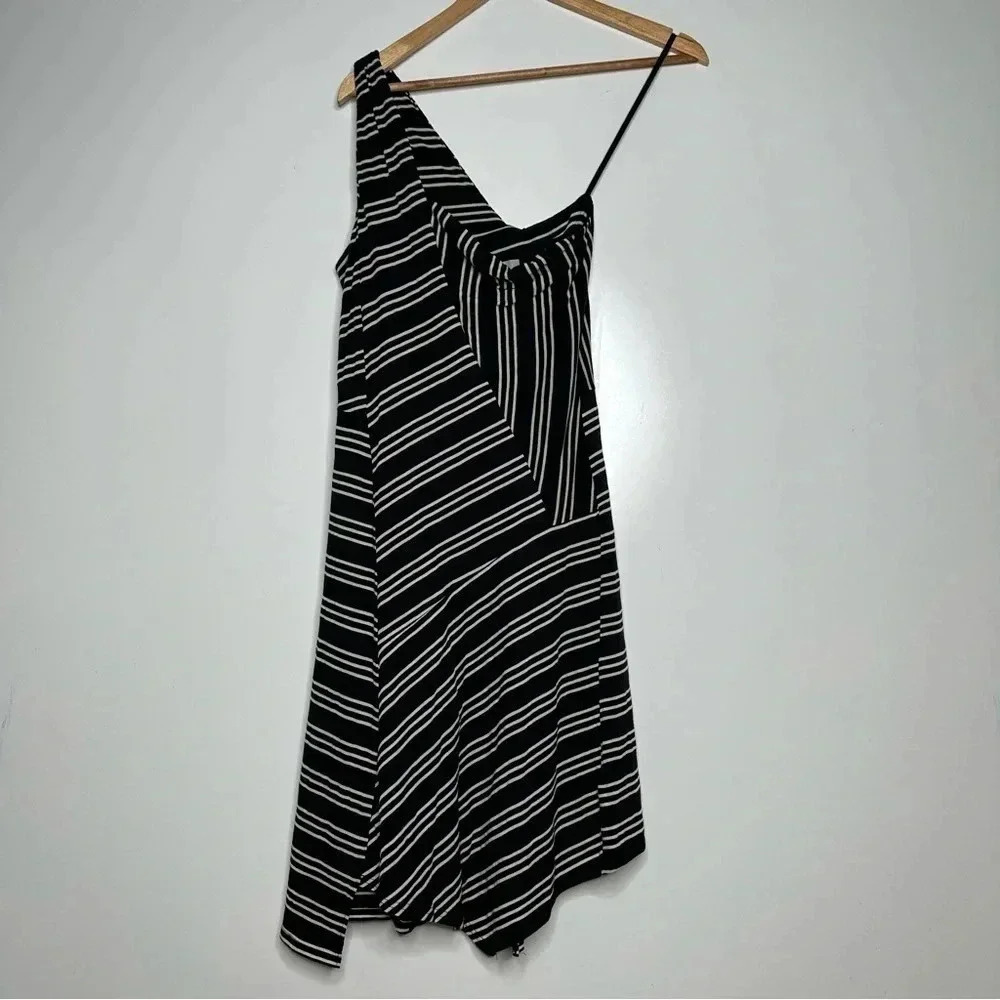 Maeve Anthropologie Moka One-Shoulder Stripe Dress Size Small - Picture 3 of 10